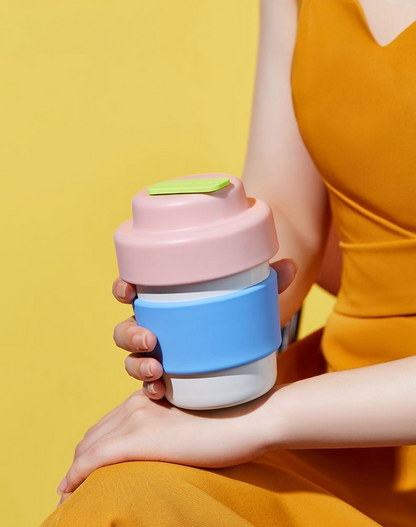 Bubble Gum Ceramic Thermos, Vacuum Insulated Tumbler Coffee Mug