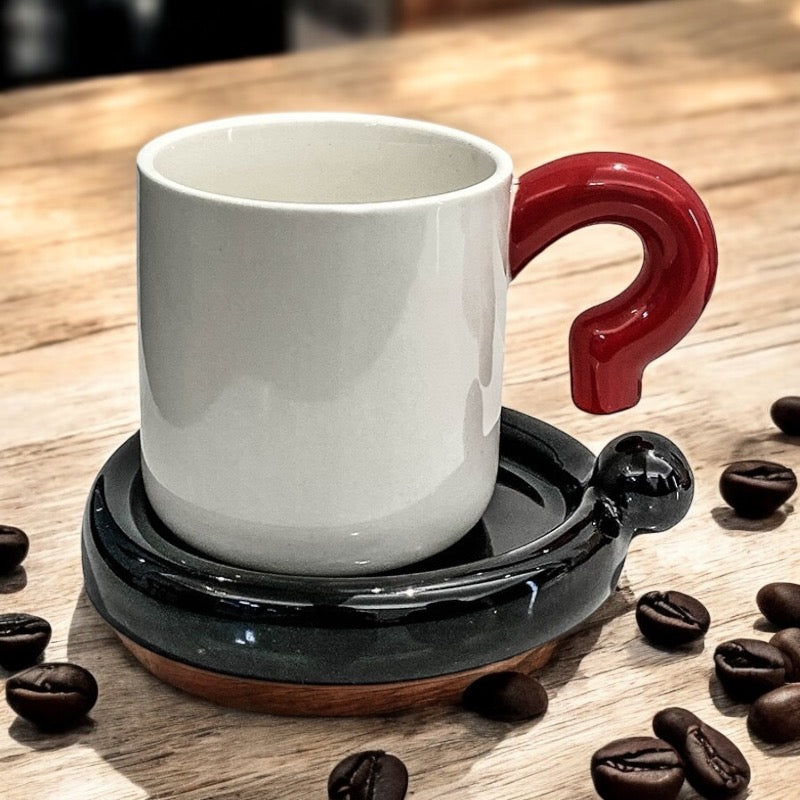 PLAYFUL CERAMIC COFFEE MUG & SAUCER SET