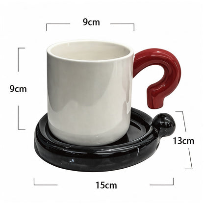 PLAYFUL CERAMIC COFFEE MUG & SAUCER SET