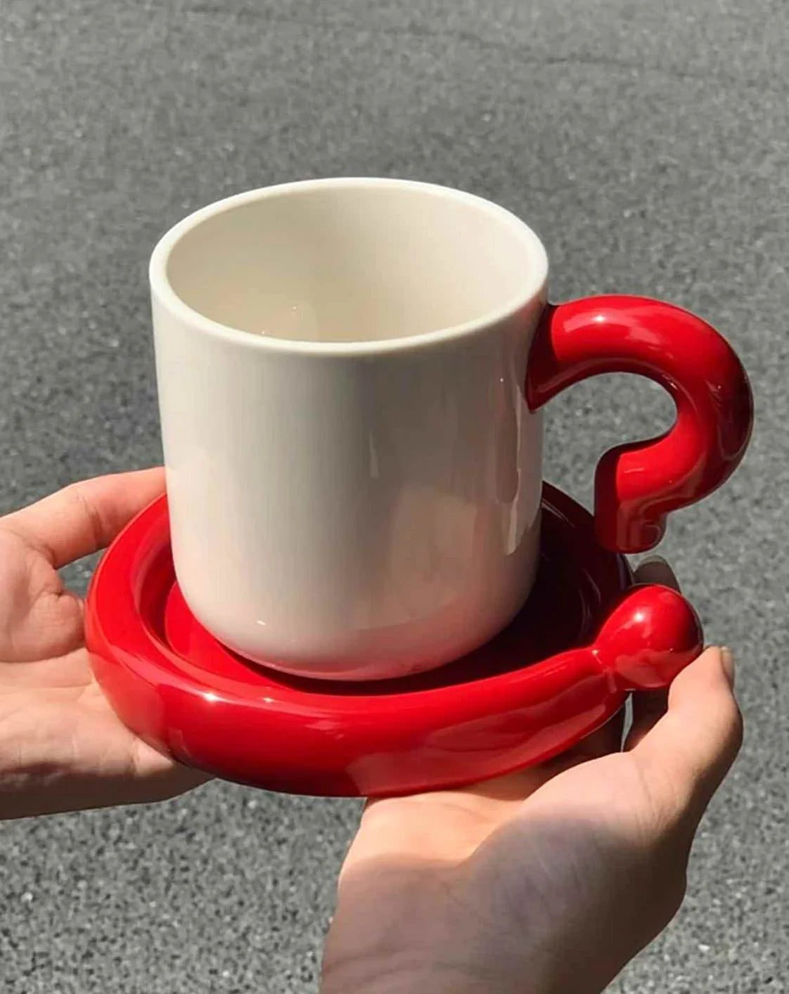 PLAYFUL CERAMIC COFFEE MUG & SAUCER SET