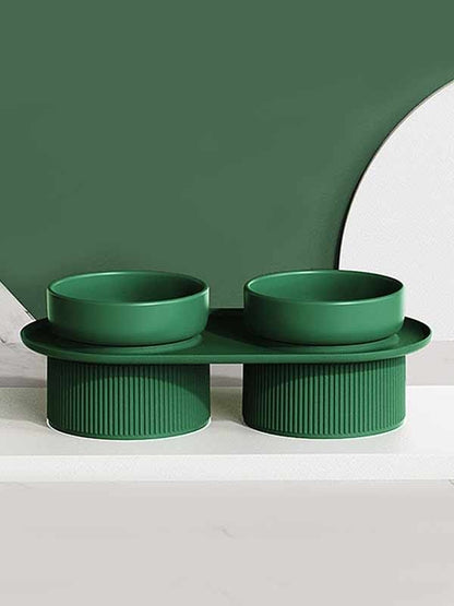 Premium Ceramic Double Dog Bowls with Elevated Stand