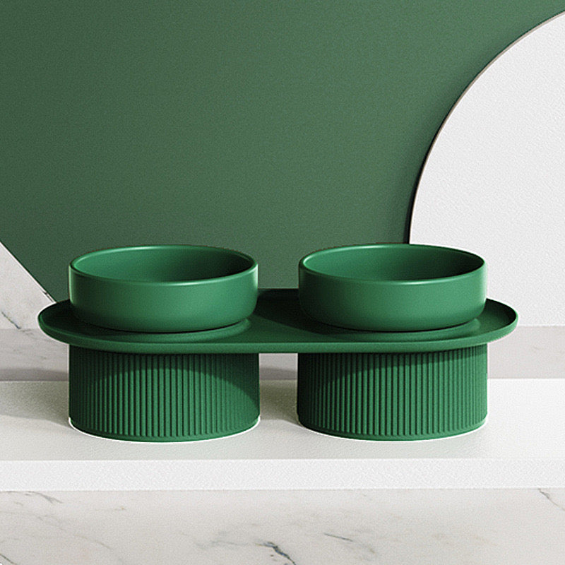 Premium Ceramic Double Dog Bowls with Elevated Stand