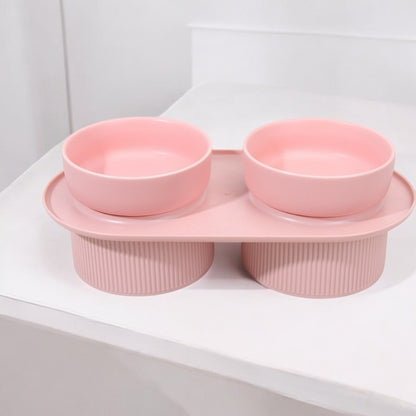 Premium Ceramic Double Dog Bowls with Elevated Stand